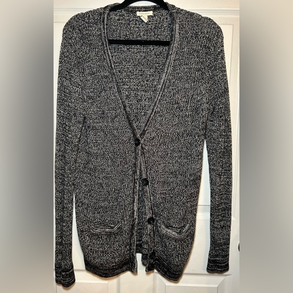 FOREVER 21 Marled Front-Pocket Button Cardigan- Black/White Size Small - Picture 2 of 6